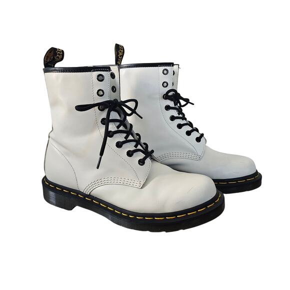 Dr. Martens 1460 Pascal White Leather Combat Boots Size 9 - Picture 1 of 8